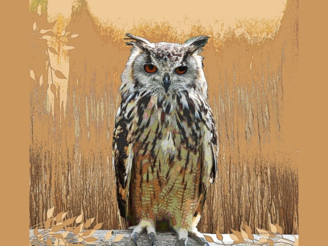 Great Horned Owl Art Native American Spirit Animal 8 x 10 Etsy