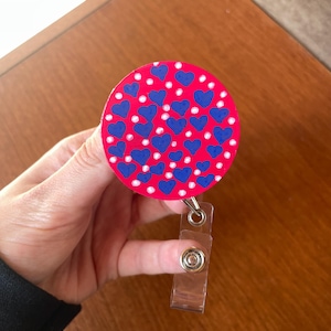 Hand-Painted Badge Reel, Acrylic Paint, Buffalo Bills