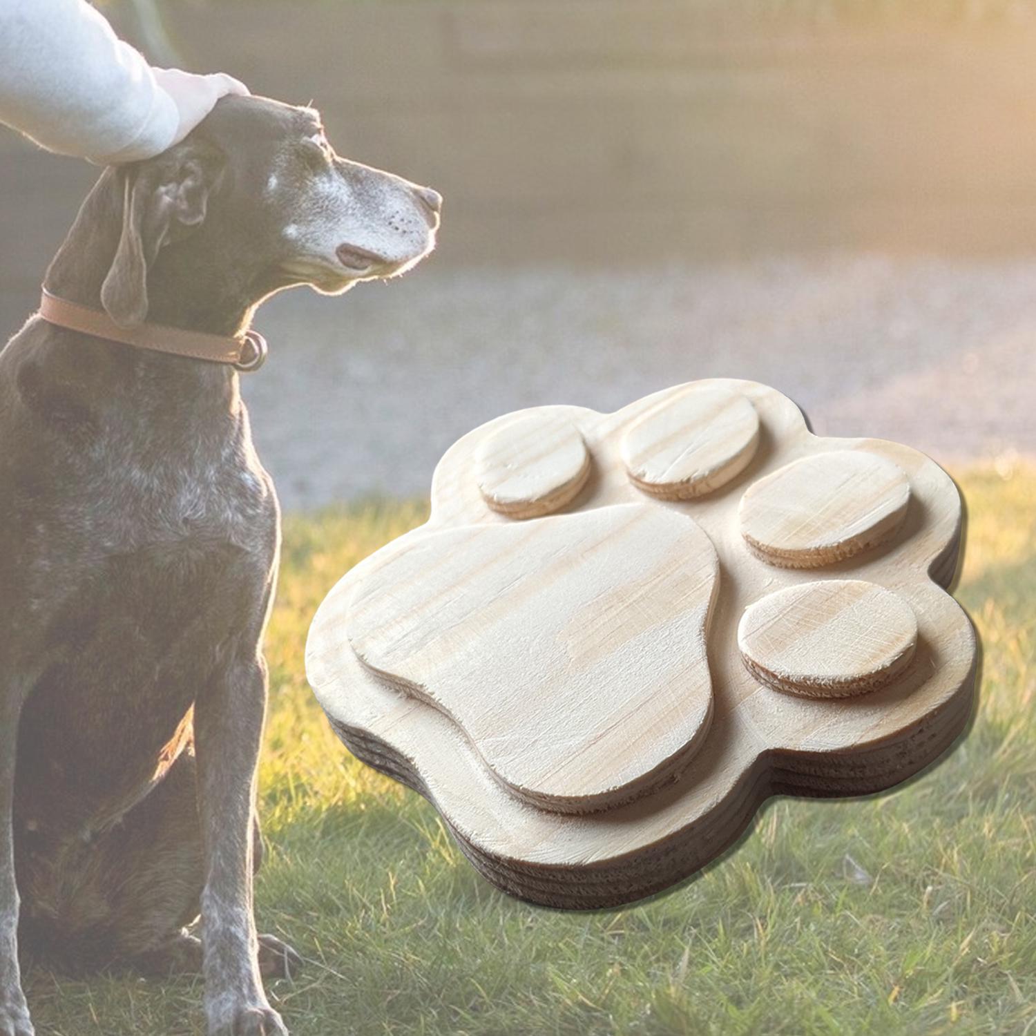Ritaglio di zampa di cane / gatto in legno non finito, fai da te