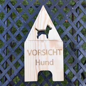 Personalizable wooden sign &quot;Beware of Dogs&quot; - Engraved sign for dog owners Wooden sign