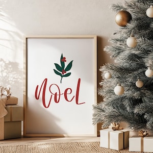 Noel Print Festliche Wand Dekoration, rot und grün Poster, Sofort Download - Weihnachten Print - Druckbare Datei