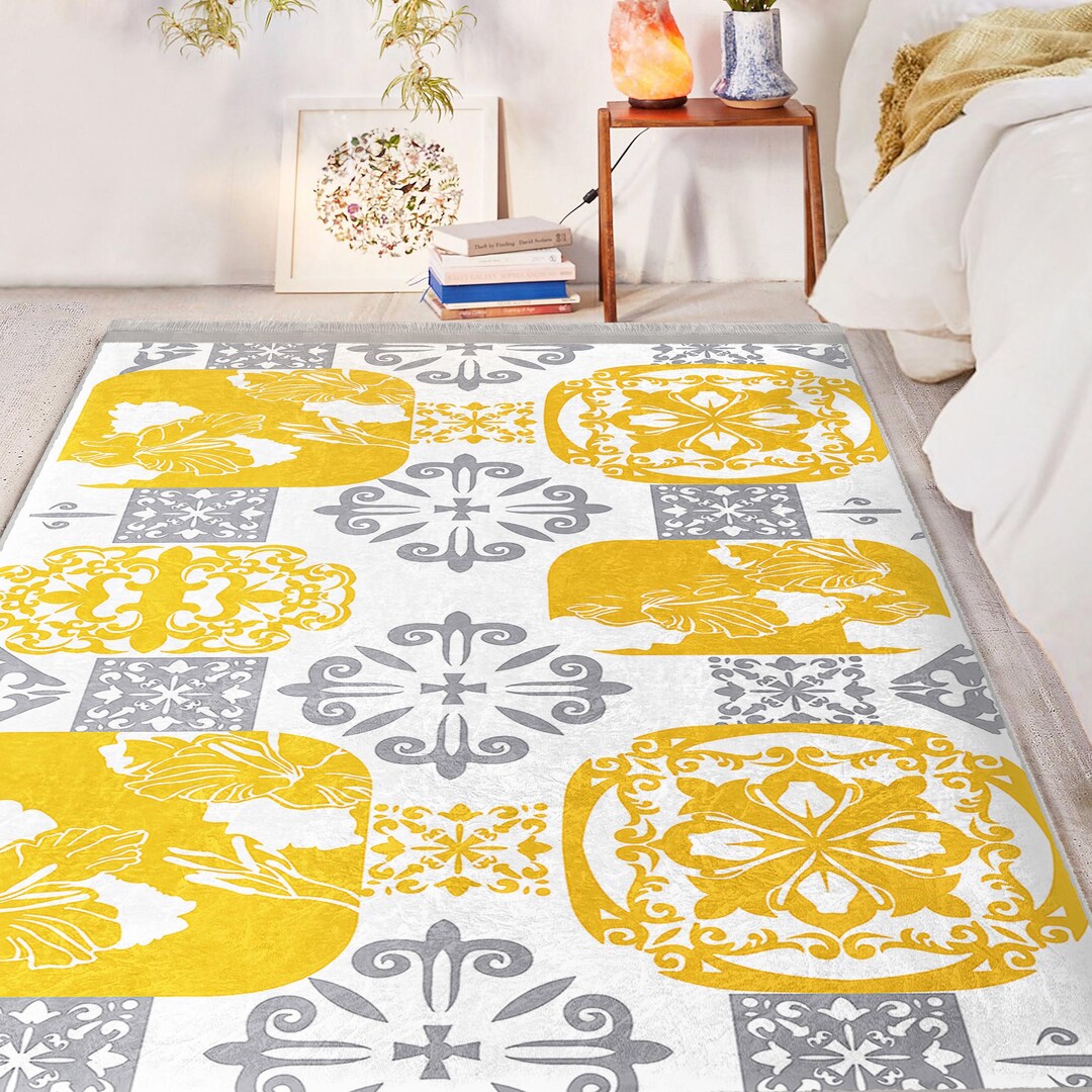 Medieval Area Rug Floral Medieval Area Rug - Botanical Anti Slip Accent Rug - Leaf ...
