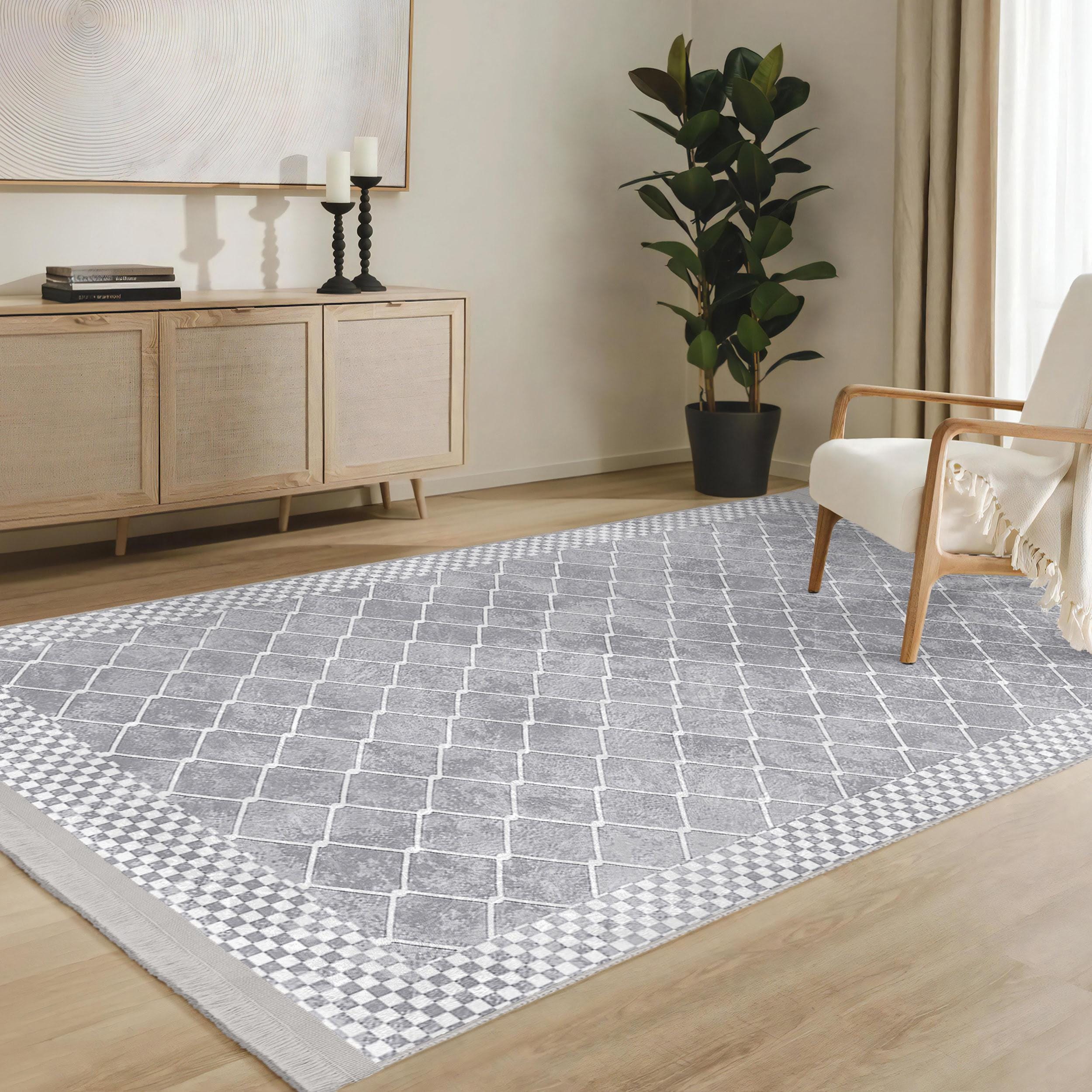 Pathways Rug Checky Border High Traffic Rug-pathway Rubber Backing Throw Rug-diamond ...