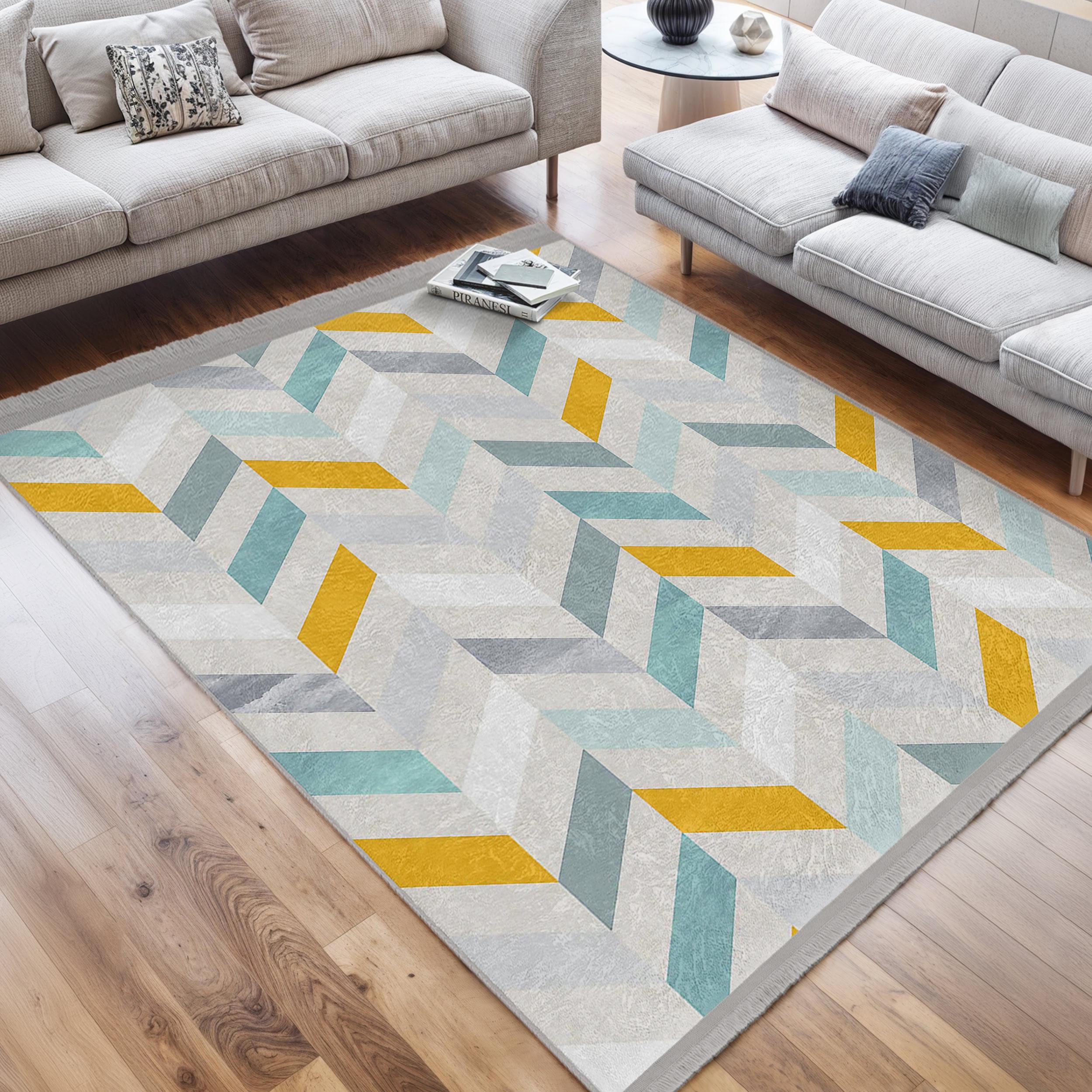 Zigzag Chevron Washable Area Rug - Color Pop Carpet-herringbone