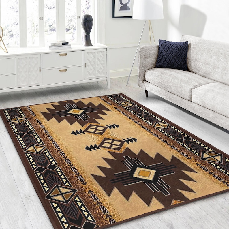 Traditional Native Area Rug - Aztec Non Skid Accent Rug - American ...