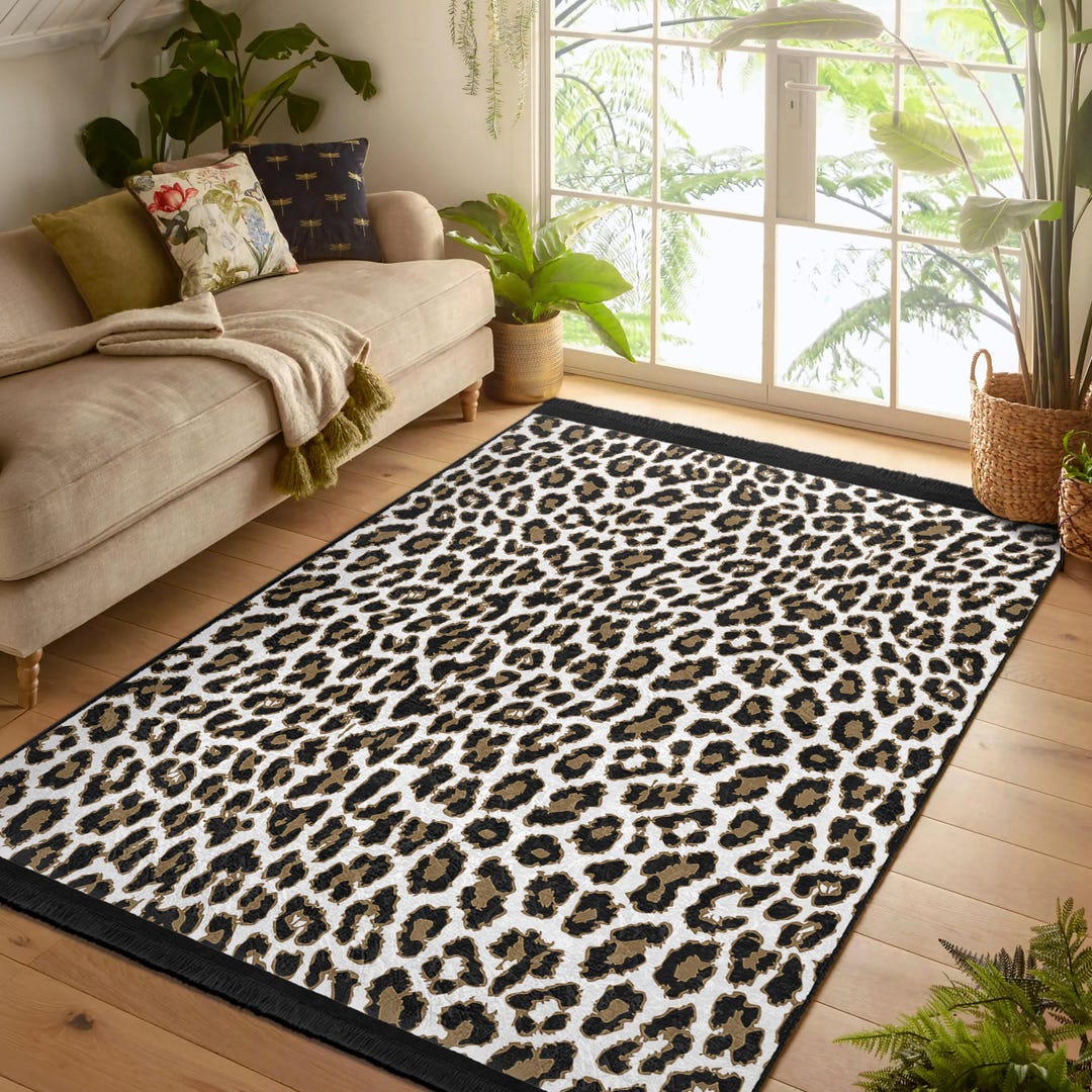 Leopard Spotted Dot Area Rug -animal Slip Free Rug-skin Washable ...