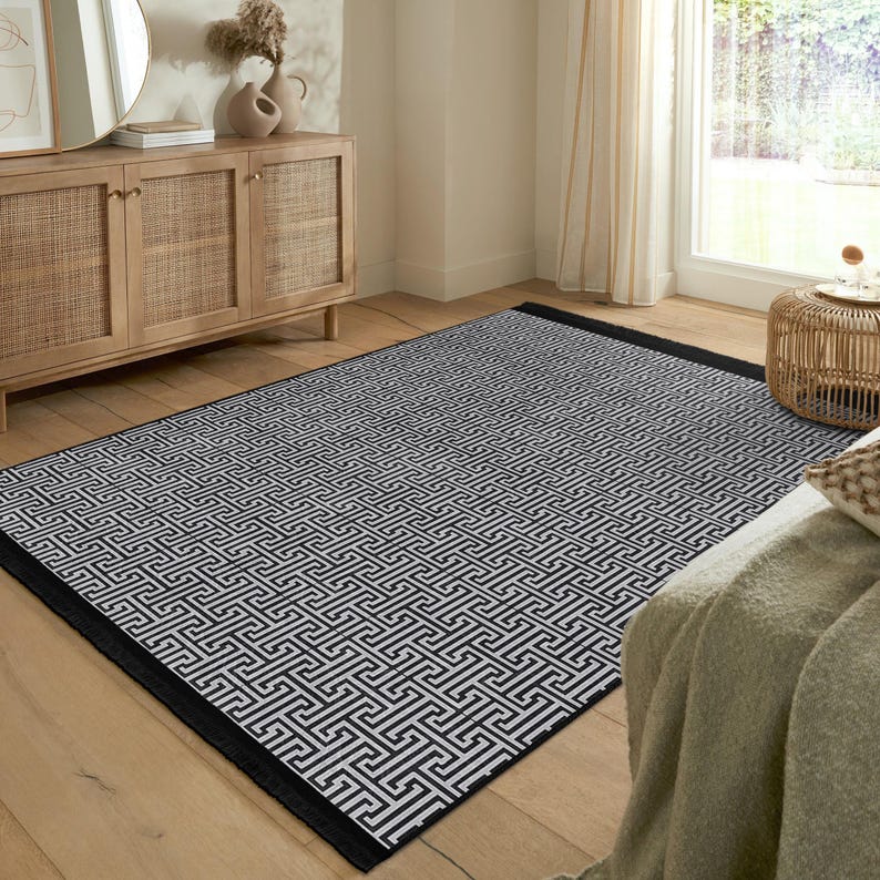 Labyrinth Mat Labyrinth Maze Area Rug - Greek Key Rubber Backing Throw Rug - Hellenic ...