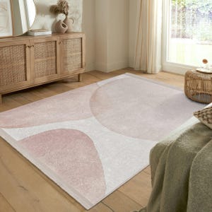Soft Pink Blush Area Rug-pastel Slip Free Rug-aesthetics Washable ...