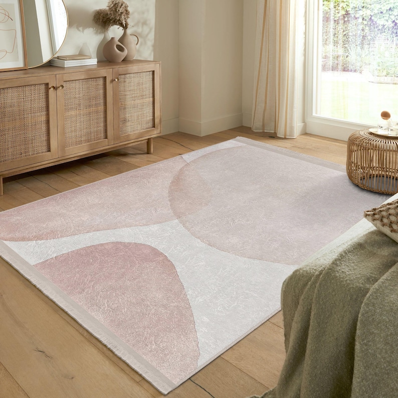 Pastel Multicolor Rug Soft Pink Blush Area Rug-pastel Slip Free Rug-aesthetics Washable ...