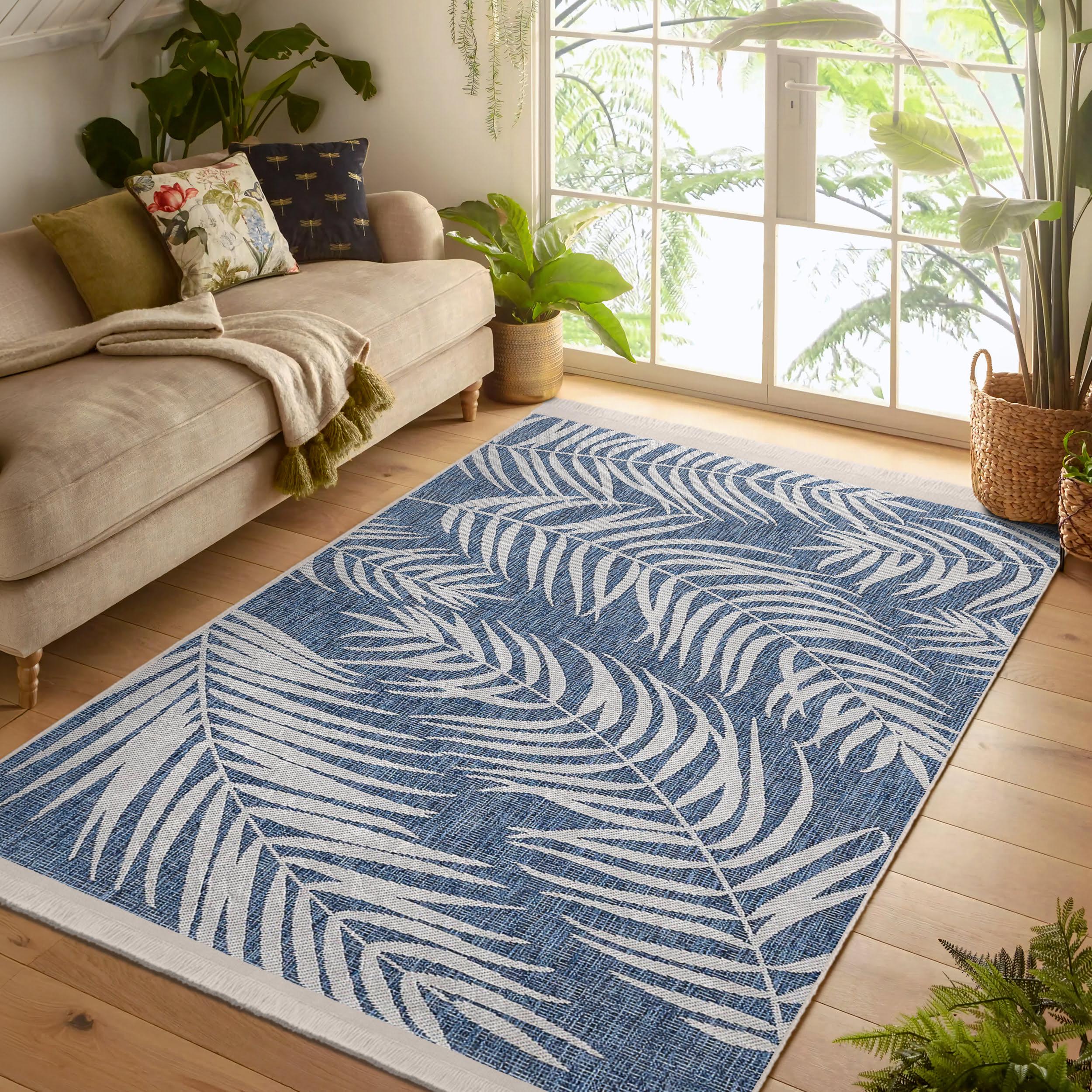 Tropical Palm Leaf Area Rug -island Non Skid Throw Rug-botanical ...