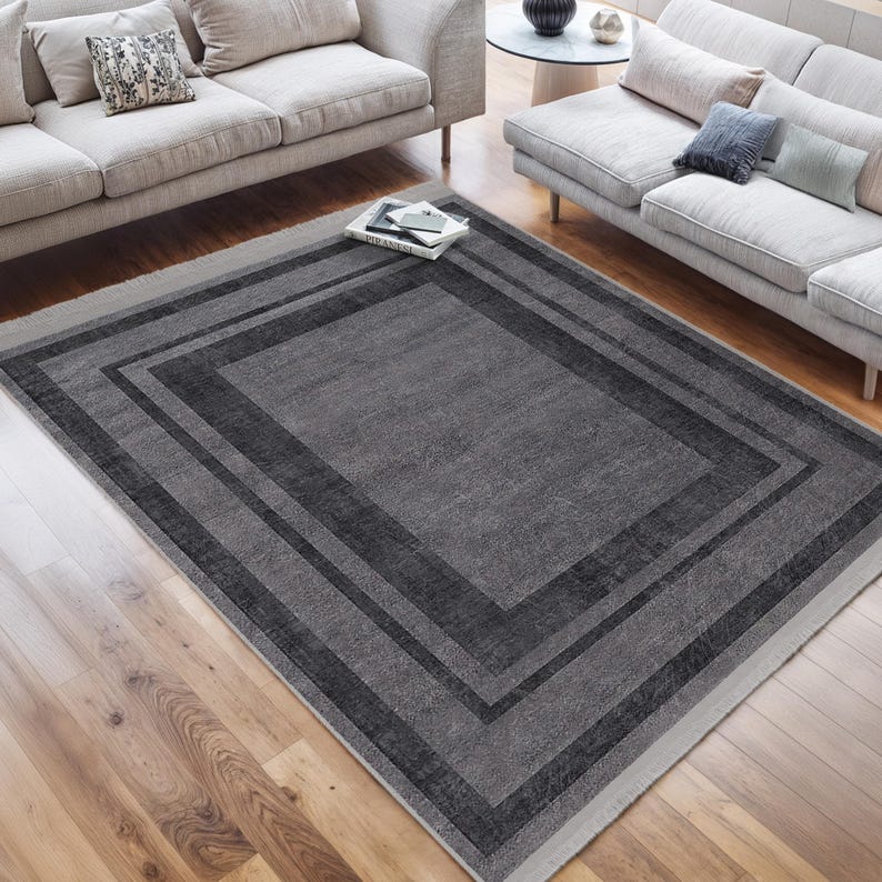 Classic Contemporary High Traffic Rug - Layered Rubber Backing Throw ...