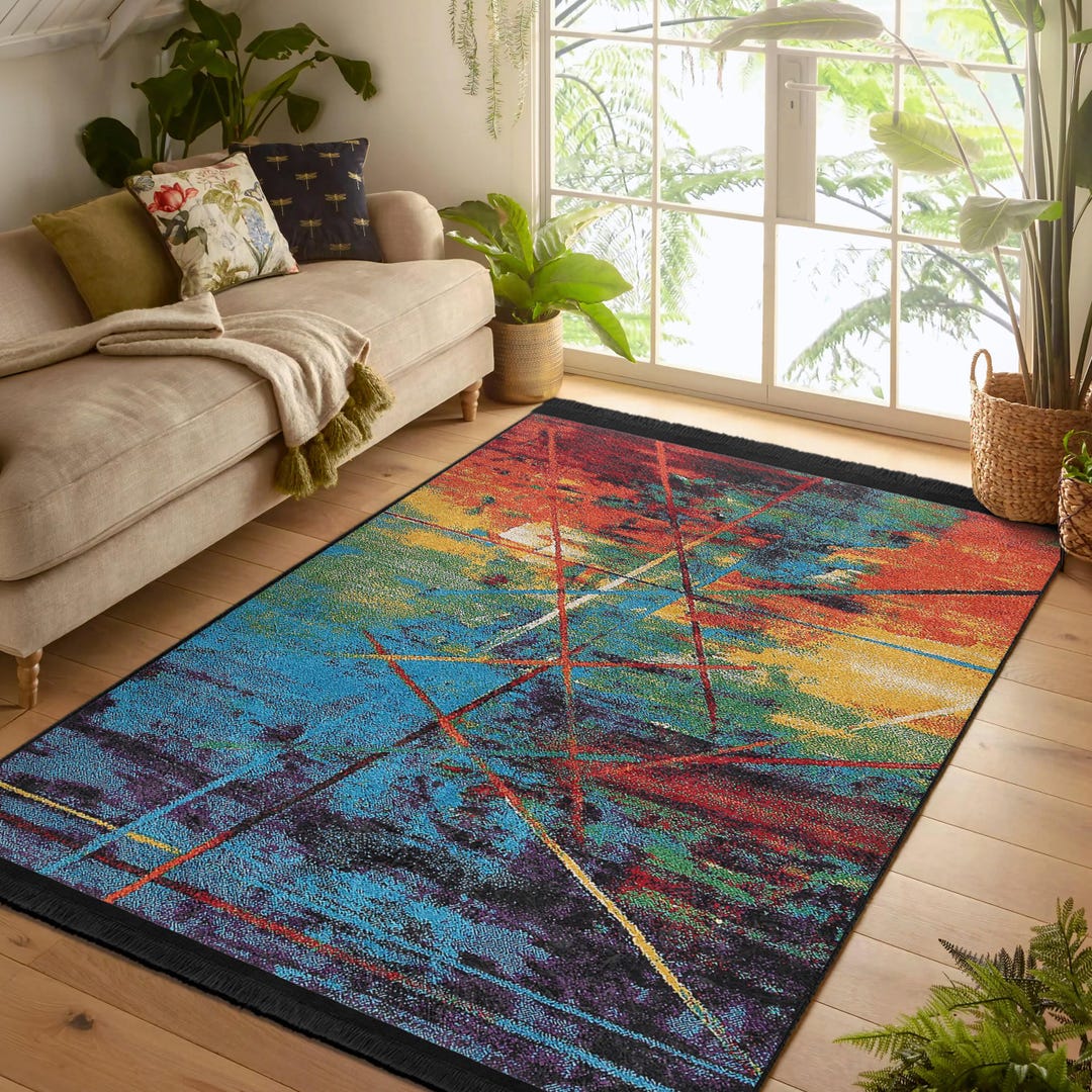 Oil Rug Color Splash Gift Area Rug-oil Paint Washable Carpet-pop Art Runner ...