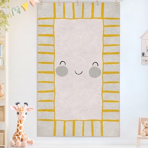 Tappeto strisciante Smiley - Tappeto beige - Tappeto antiscivolo in carta per la cameretta dei bambini - Tappeto per bambini piccoli - Tappeto adorabile per la sala giochi - Grazioso tappeto per il tempo libero di Tammy