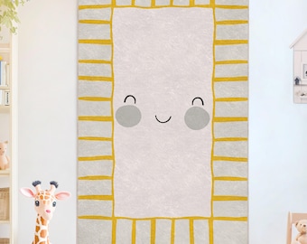 Tappeto strisciante Smiley - Tappeto beige - Tappeto antiscivolo in carta per la cameretta dei bambini - Tappeto per bambini piccoli - Tappeto adorabile per la sala giochi - Grazioso tappeto per il tempo libero di Tammy