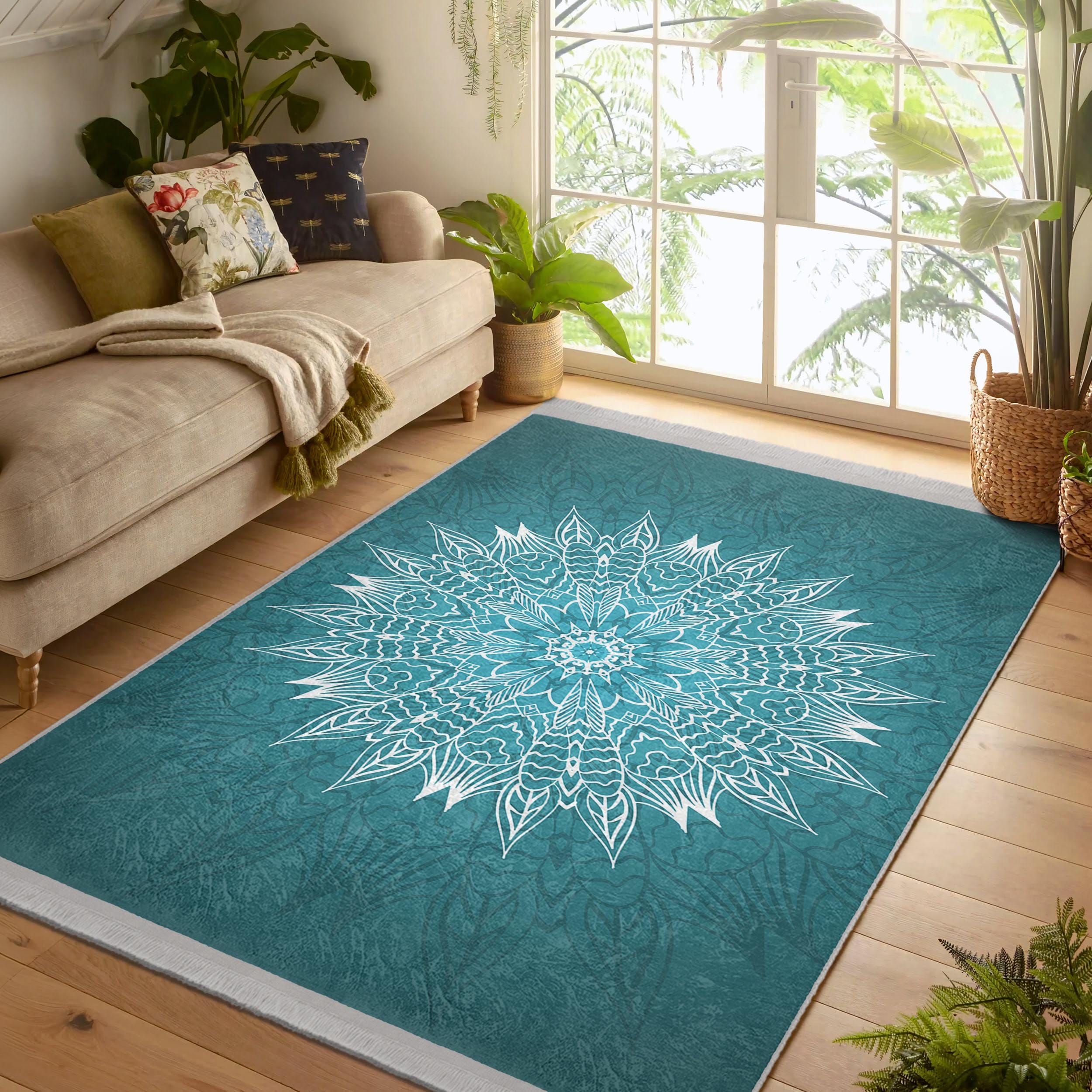 Crc Rugs Lace Pattern Area Rug -mandala Carpet-crochet Runner-geometric ...