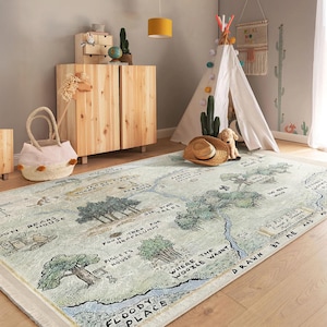 Pooh Karte Kinderzimmer Teppich - Winnie Pooh Spielmatte Neugeborenen - Märchen Bär Teppich - Hundred Morgen Holz Karte - Winnie Puuh Dekor