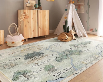 Woodland Pooh Map Kids Room Rug - Winnie Pooh Newborn Playmat