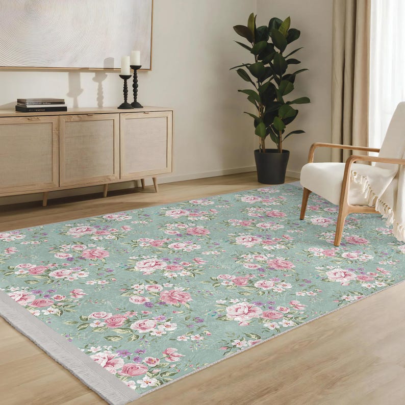 English Garden Style Area Rug - Victorian Carpet-rose Runner - Floral ...