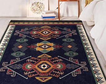 Aztec Terracotta High Traffic Rug - Navajo Rubber Backing Throw