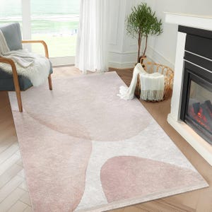Soft Pink Blush Area Rug-pastel Slip Free Rug-aesthetics Washable ...