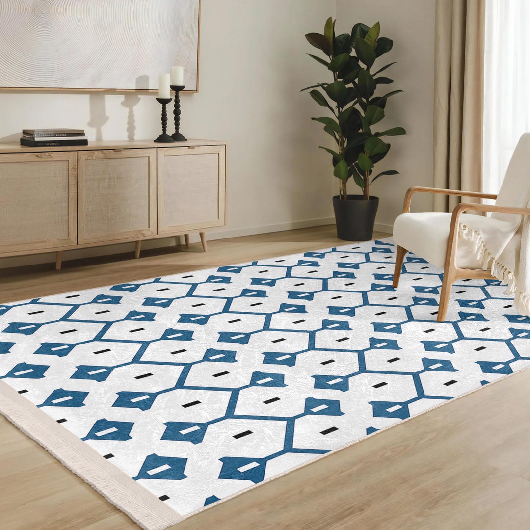 Decagon Rug Hexagon Honeycomb Accent Rug - Abstract Anti Skid Rug -geometric ...