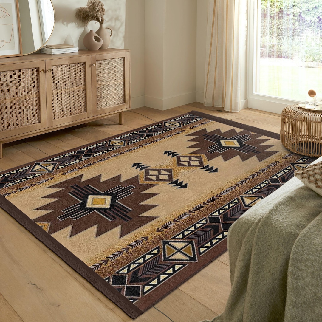 Traditional Native Area Rug - Aztec Non Skid Accent Rug - American ...