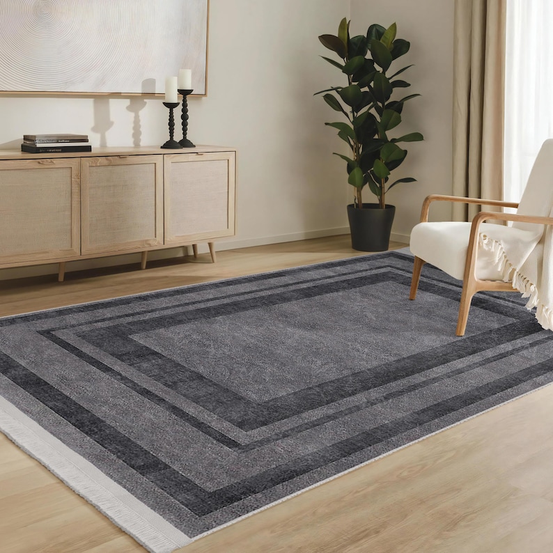 Classic Contemporary High Traffic Rug - Layered Rubber Backing Throw ...