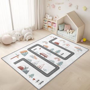 City Life Mountain Crawling Rug - Bear White Tammy Time Carpet - Dywanik do jazdy samochodem - Rainbow Aztec Noworodek Antypoślizgowy Biegacz - Zmywalna Mata dla Dzieci