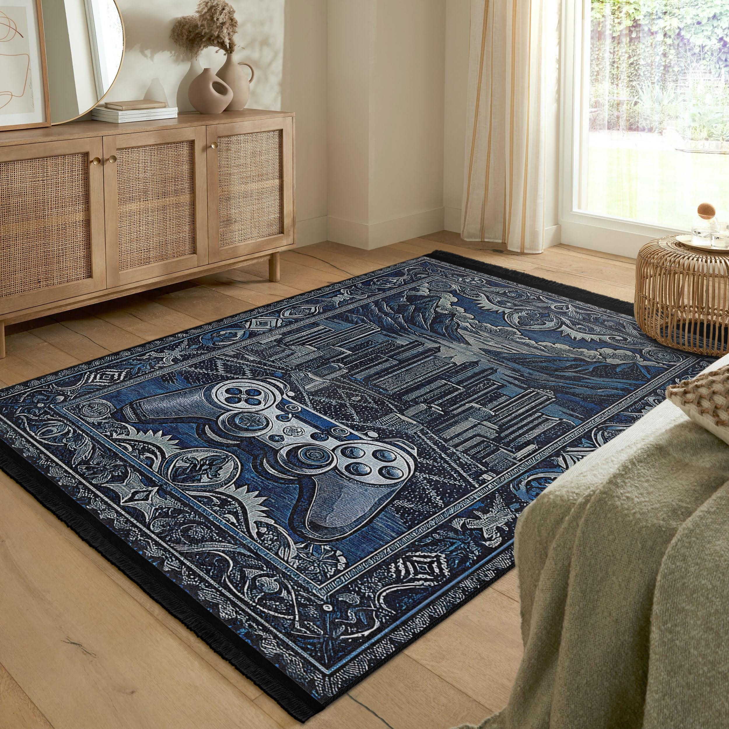 Gaming Gothic Area Rug -joystick Skidless Rug-controller Washable