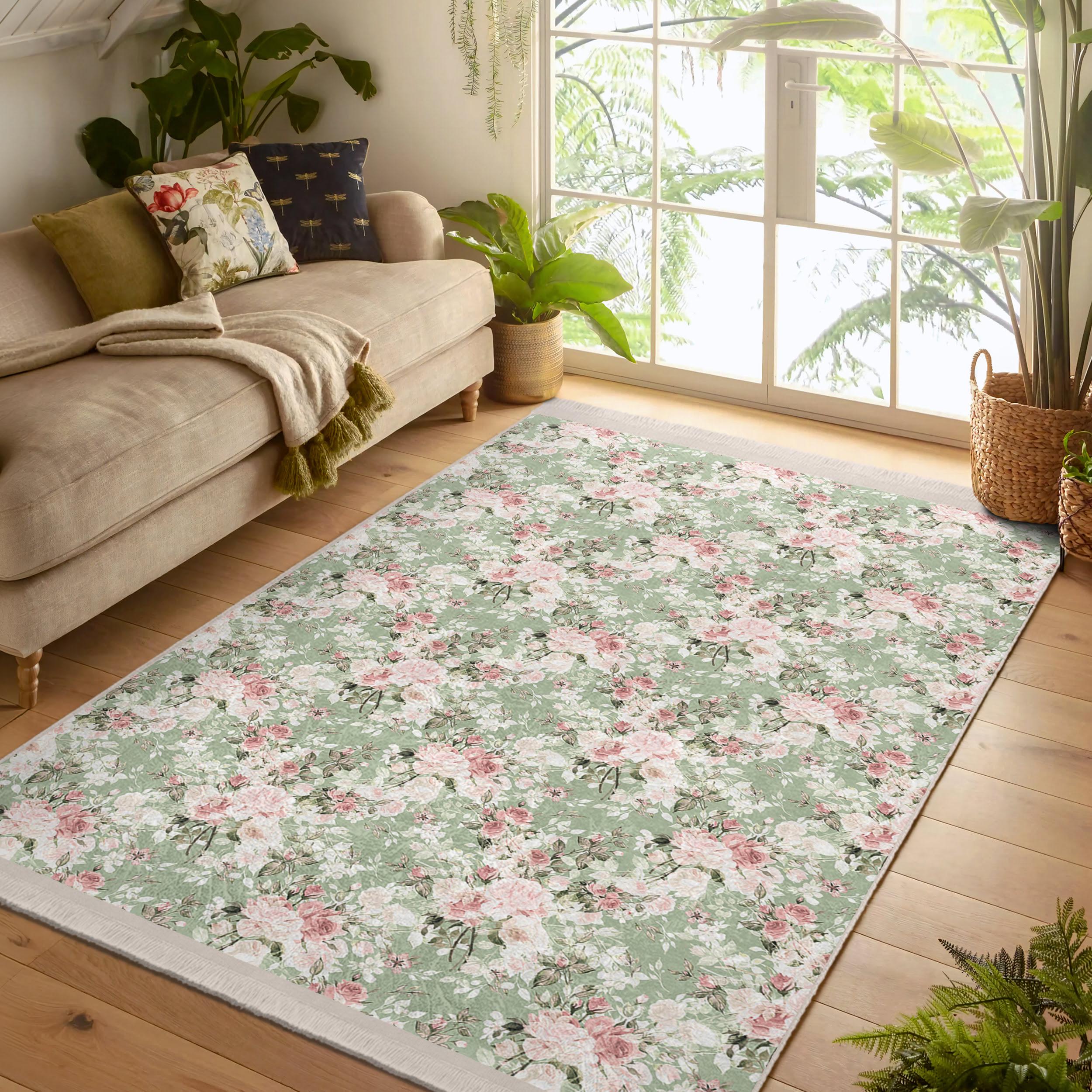 ラグ・カーペット vintage granny rug blanket flower garden Victorian Flower Area Rug-garden Inspired Carpet-english Garden