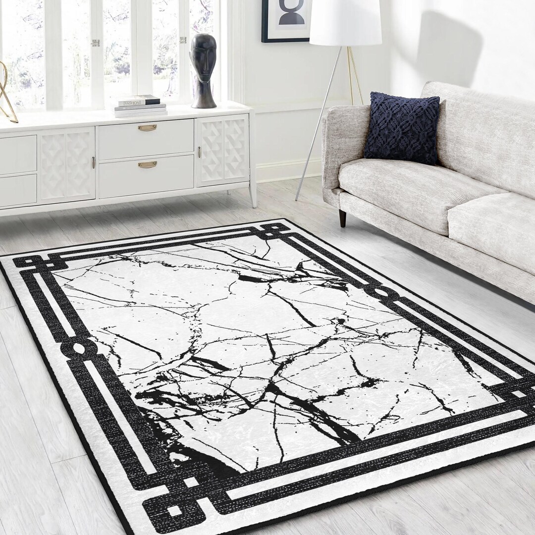Cracked Stone High Traffic Rug - Mosaic Rubber Backing Throw Rug ...