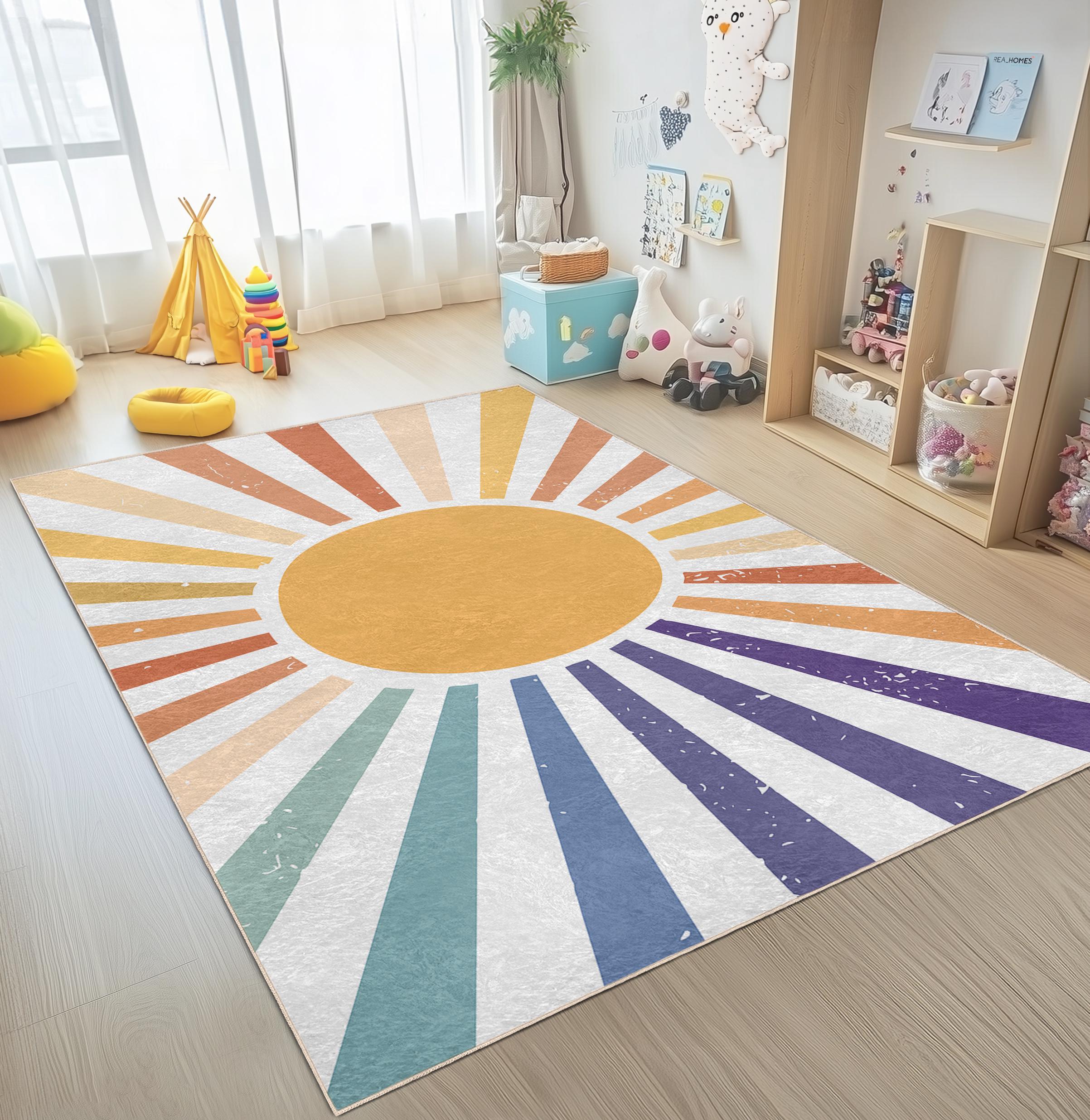 Colorful Modern Rug - Boho Kids Rug - Sunshine Carpet - Etsy