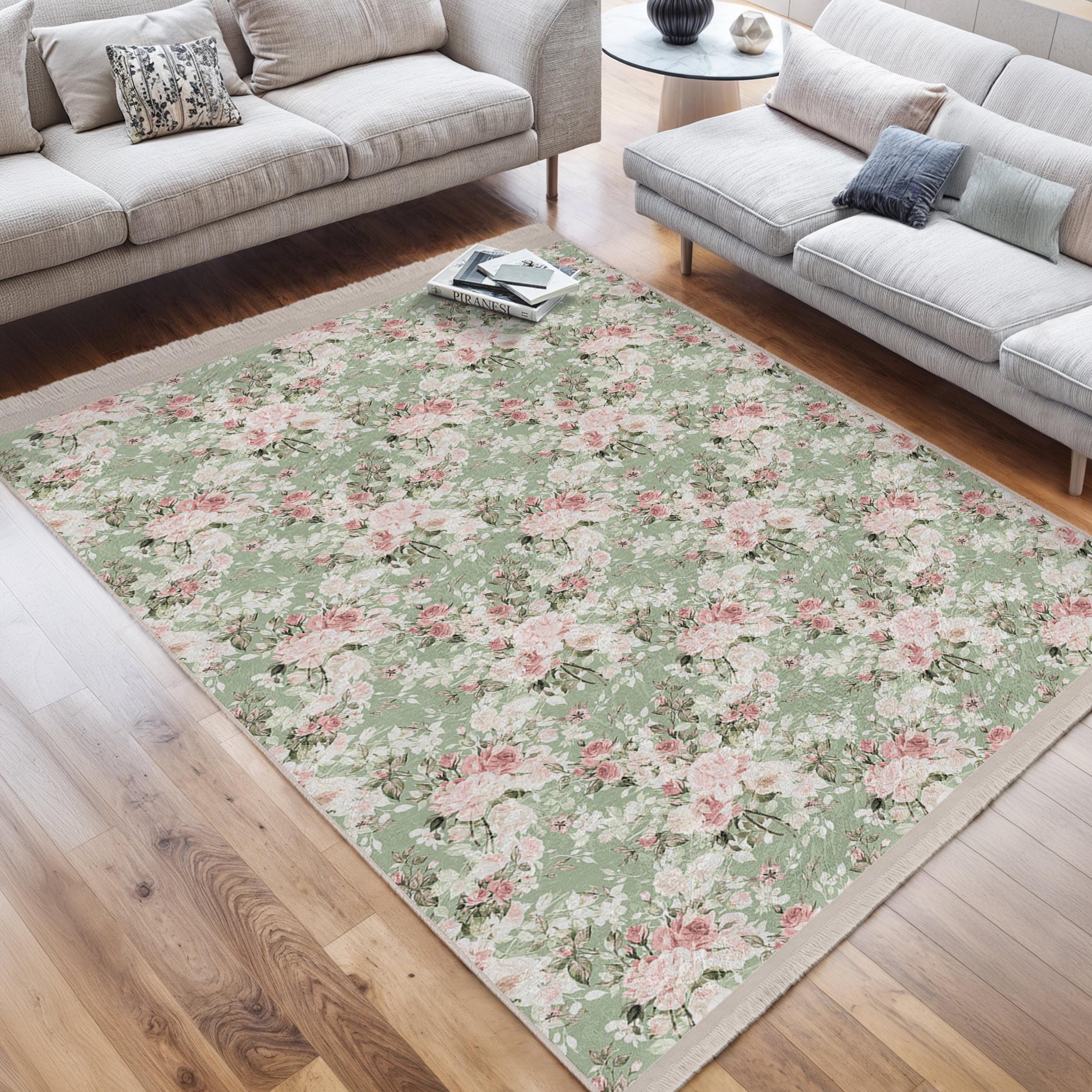 Victorian Flower Area Rug-garden Inspired Carpet-english Garden