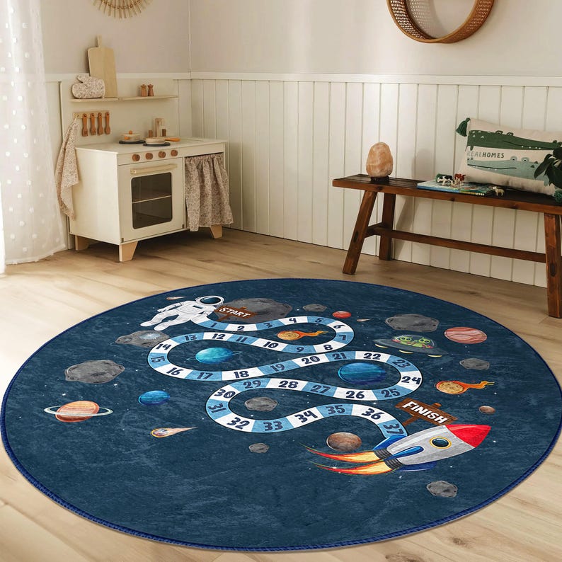 Space Aliens Washable Rug Round Rug