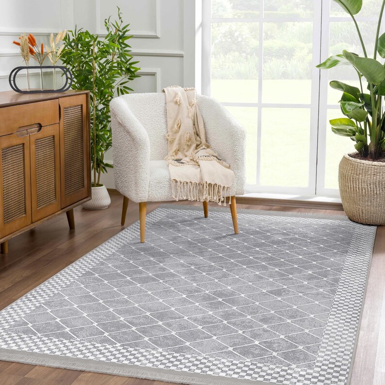 Pathways Rug Checky Border High Traffic Rug-pathway Rubber Backing Throw Rug-diamond ...