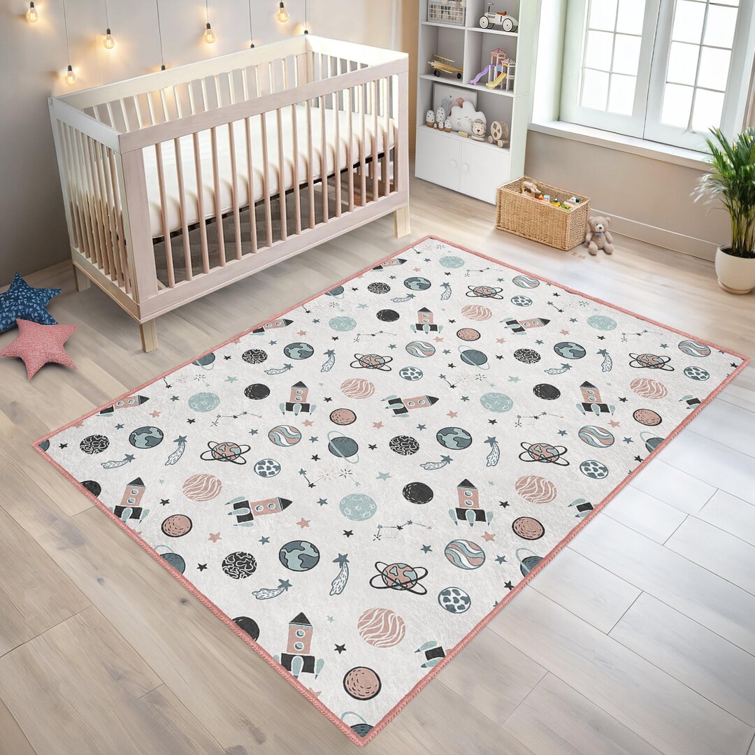 Jupiter Rug Rocket Space Nursery Rug - Planets Toddler Carpet - Jupiter Crawling ...