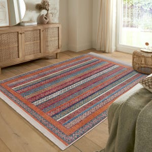 Southwestern Ethnic Gift Area Rug - Aztec Washable Carpet-folk Art ...