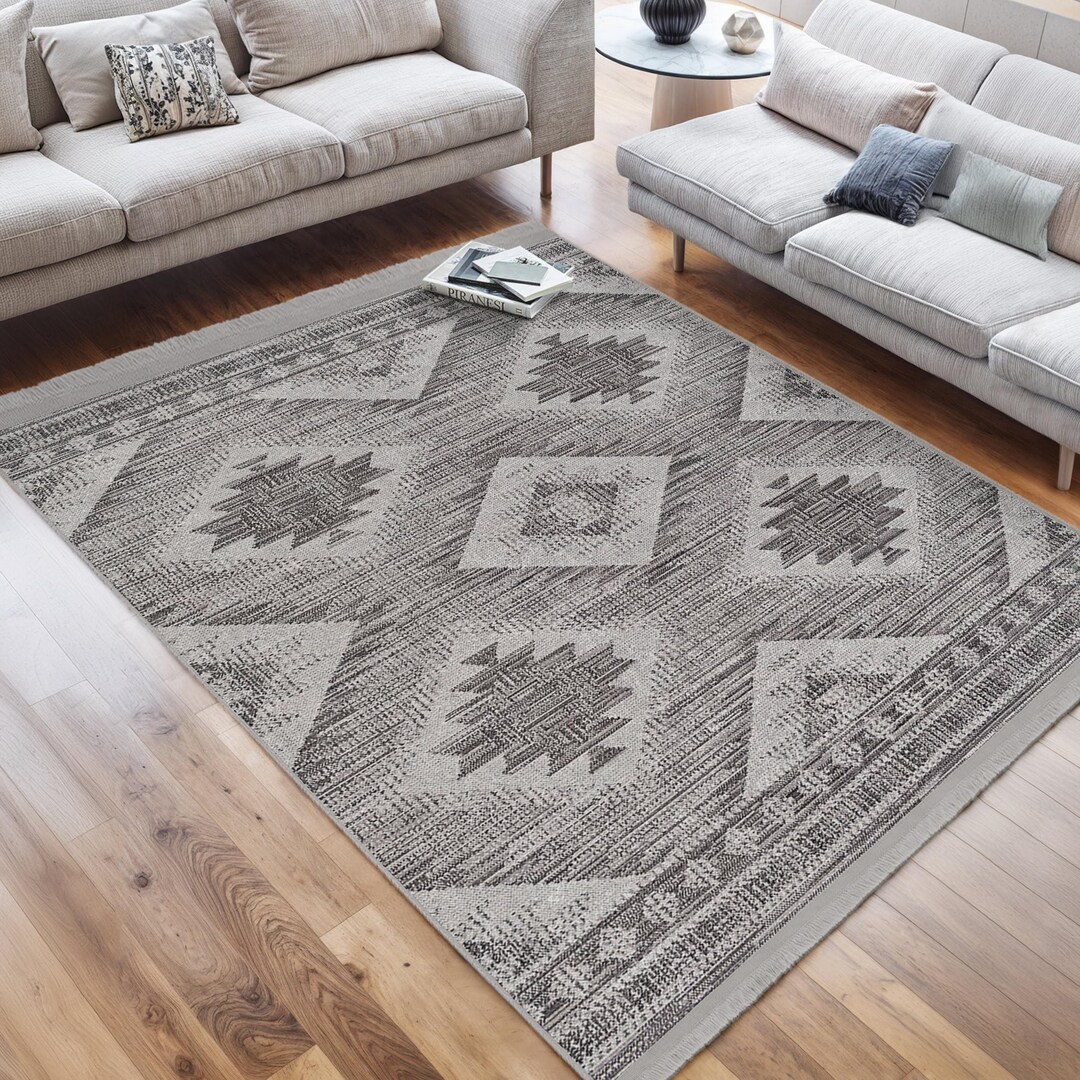 Aztec Southwestern Area Rug - Navajo Rubber Backing Throw Rug ...
