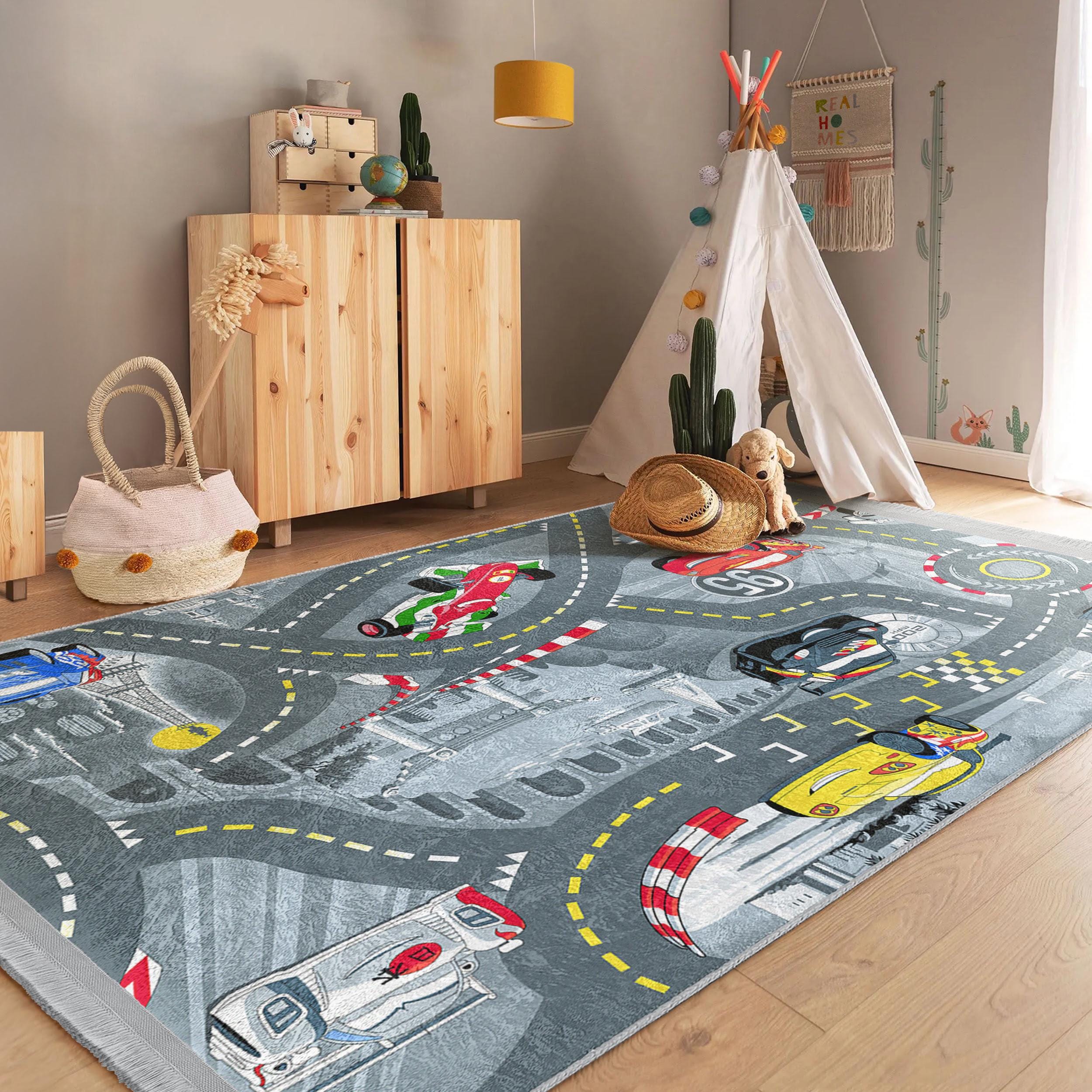 Racing Grand Prix Crawling Rug - Monza Gray Tammy Time Carpet