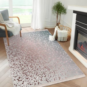 Abstract Minimalist Confetti Area Rug - Geometric Carpet - Pastel Runner - Blush Non-Skid Mat-Pink Throw Rug - Washable Rug For Living Room