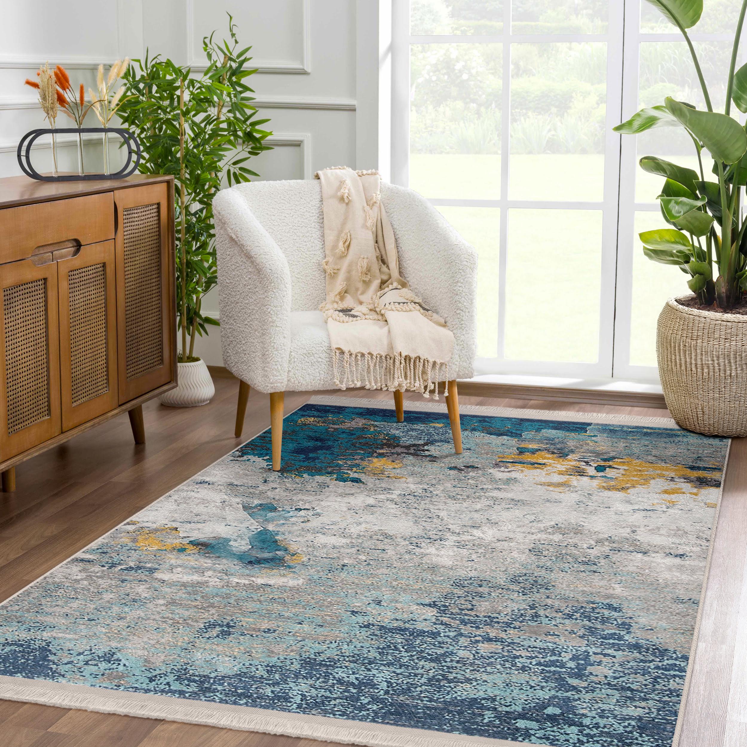 Oil Rug Watercolor Oil Paint High Traffic Rug -canvas Rubber Backing Throw Rug ...