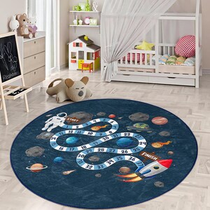 Hopscotch Rocket Aliens Hopscotch Round Rug