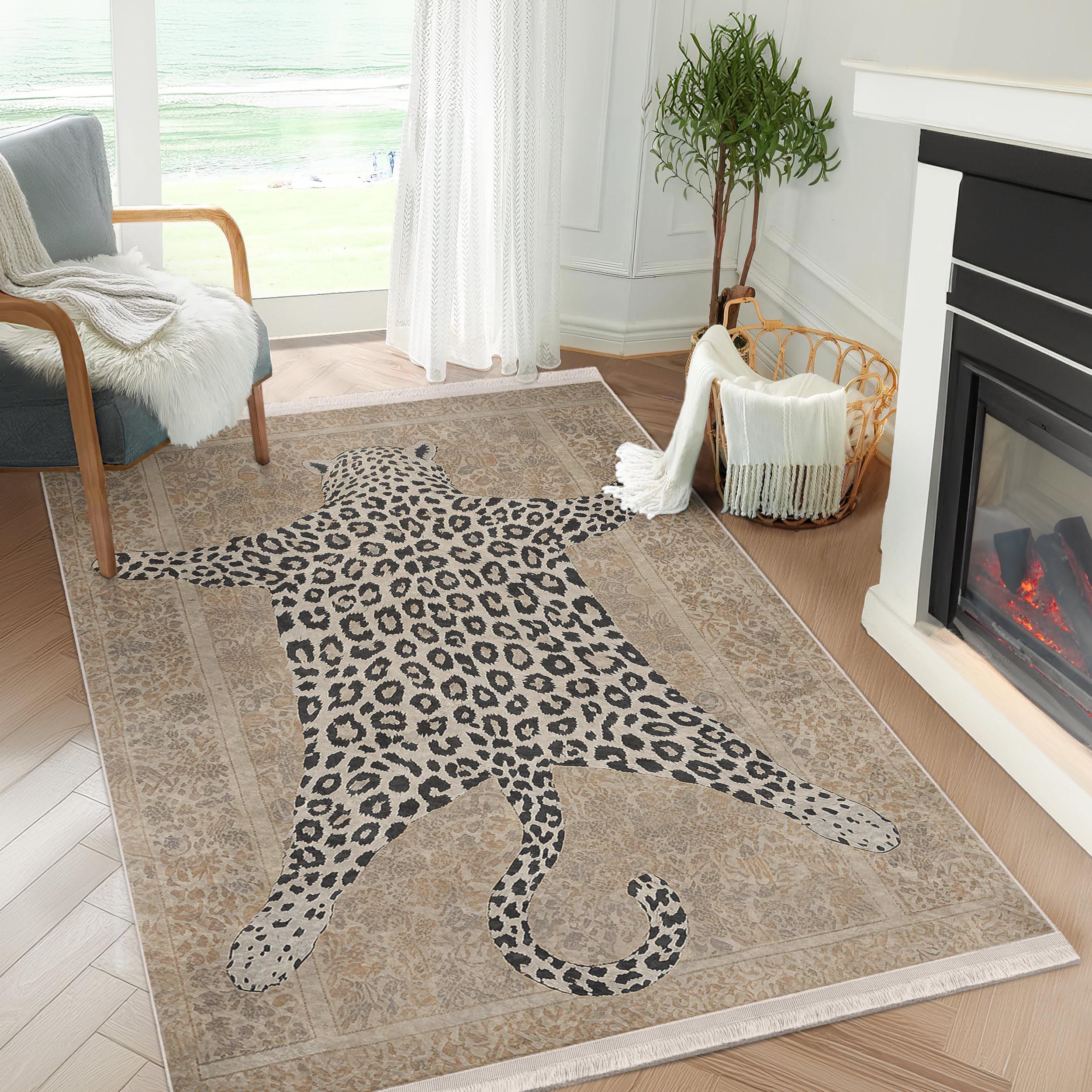 Leopard Wild Cat Accent Rug-safari Skid Proof Rug-animal Skin