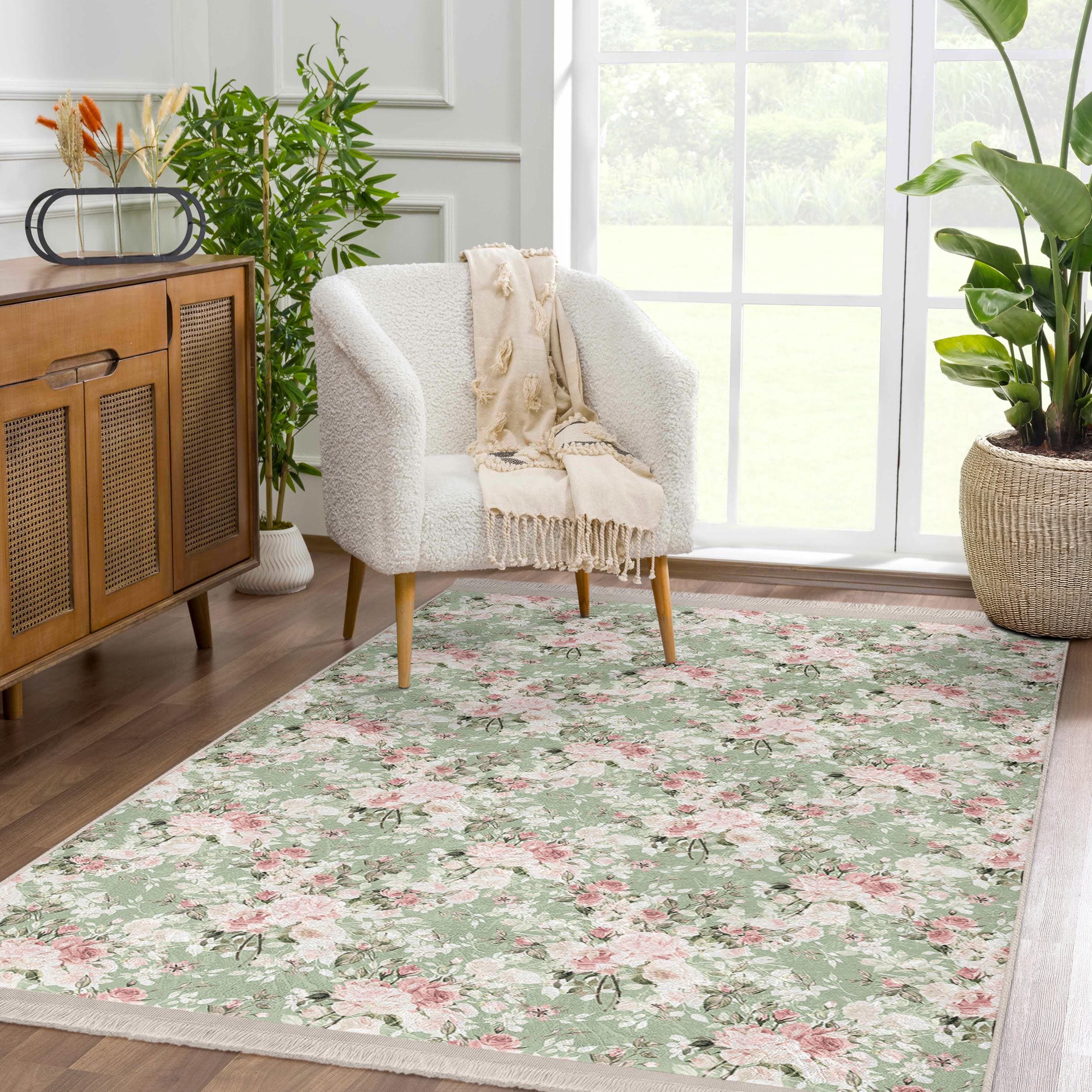 Victorian Flower Area Rug-garden Inspired Carpet-english Garden