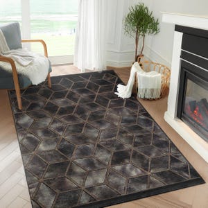 Tappeto regalo a cubi 3D, tappeto lavabile a righe dorate, tappeto da corridoio con effetto illusion, tappetino con supporto in gomma geometrica, tappeto nero, tappeto decorativo per la casa