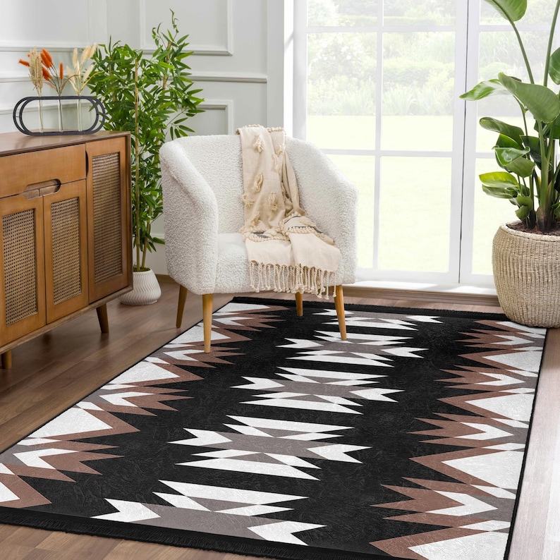 Aztec Scandinavian Accent Rug Navajo Non Skid Area Rug Rustic Washable ...