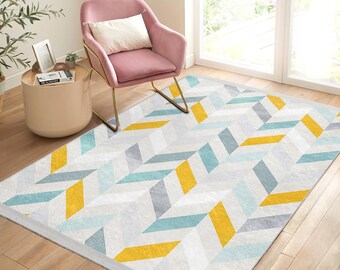Zigzag Chevron Washable Area Rug - Color Pop Carpet-herringbone