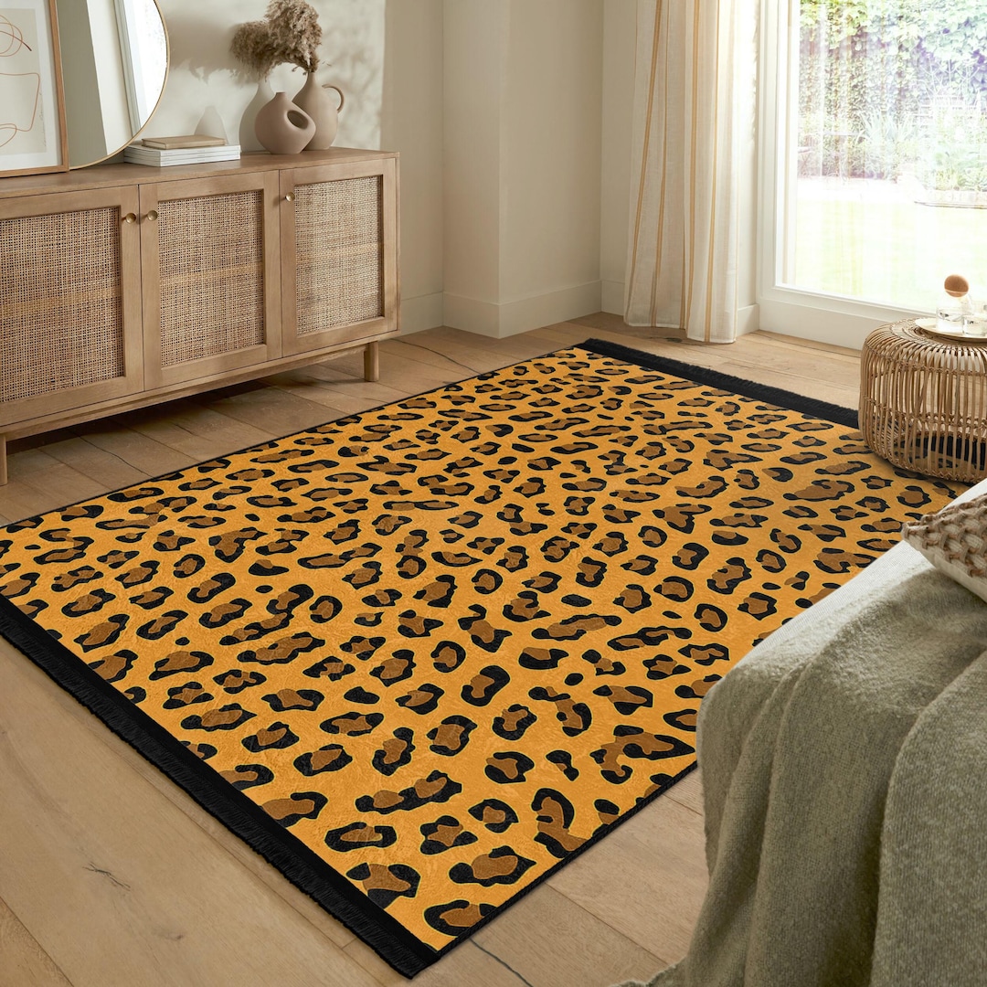 Jaguar Animal Skin Accent Rug - Tiger Anti Skid Rug - Wildlife Washable ...