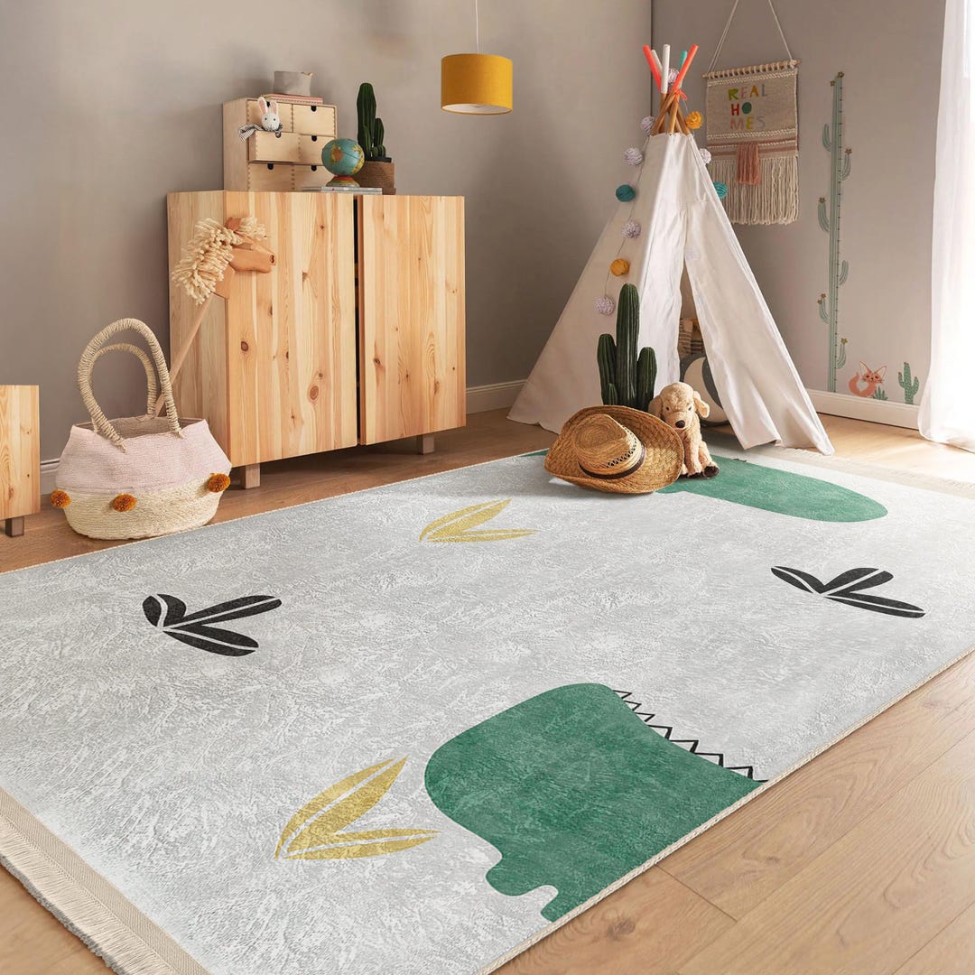 Croods Rug Crocodile Crawling Rug -beige Mat-dinosaur Skid Proof Carpet for Kid's ...