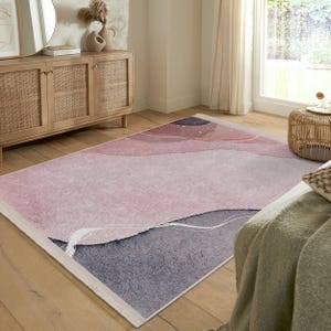 Fluid Subtle Area Rug - Pastel Slip Free Rug - Cozy Faded Washable Office Rug -Aesthetic  Tent Rug-Pink Floor Art Mat-Luxury Interior Carpet